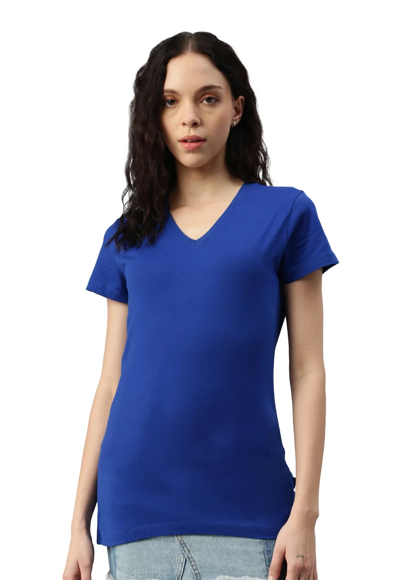 Damen V-Neck T-Shirt Whale