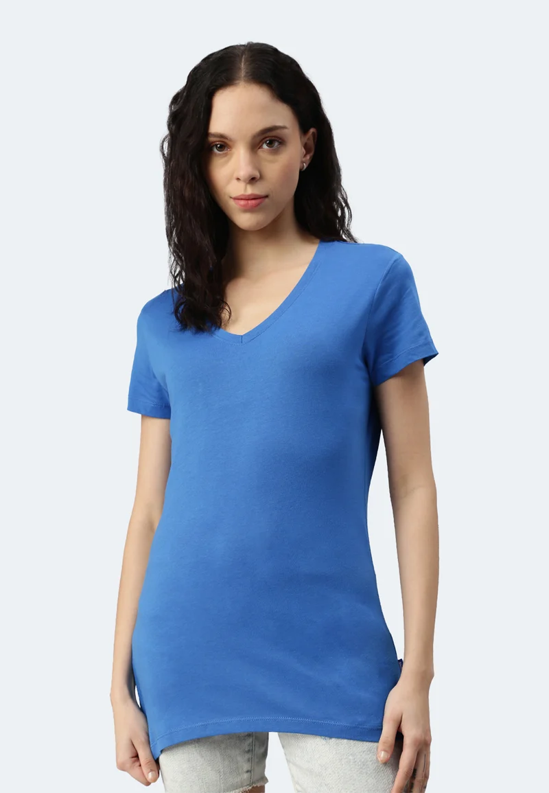 Damen V-Neck T-Shirt Whale