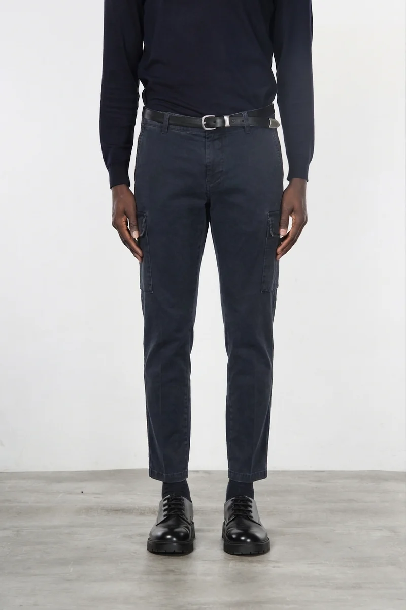 Chile 1 Pinces pantalon cargo homme en gabardine stretch extra slim fit ①