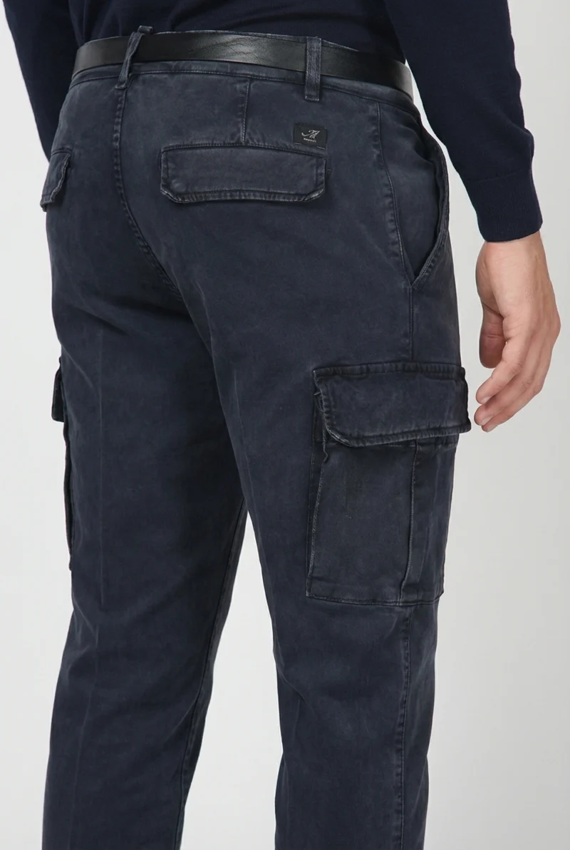Chile 1 Pinces pantalon cargo homme en gabardine stretch extra slim fit ①