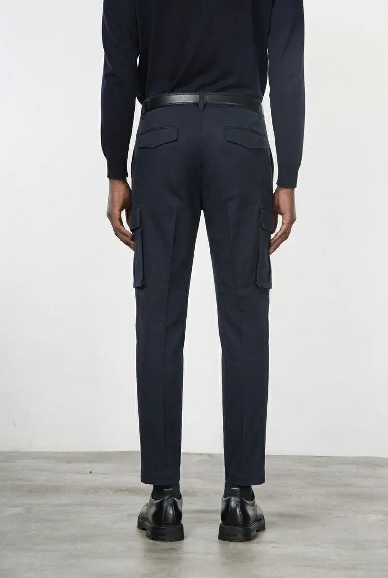 Chile 1 Pinces pantalon cargo homme en gabardine stretch extra slim fit ①