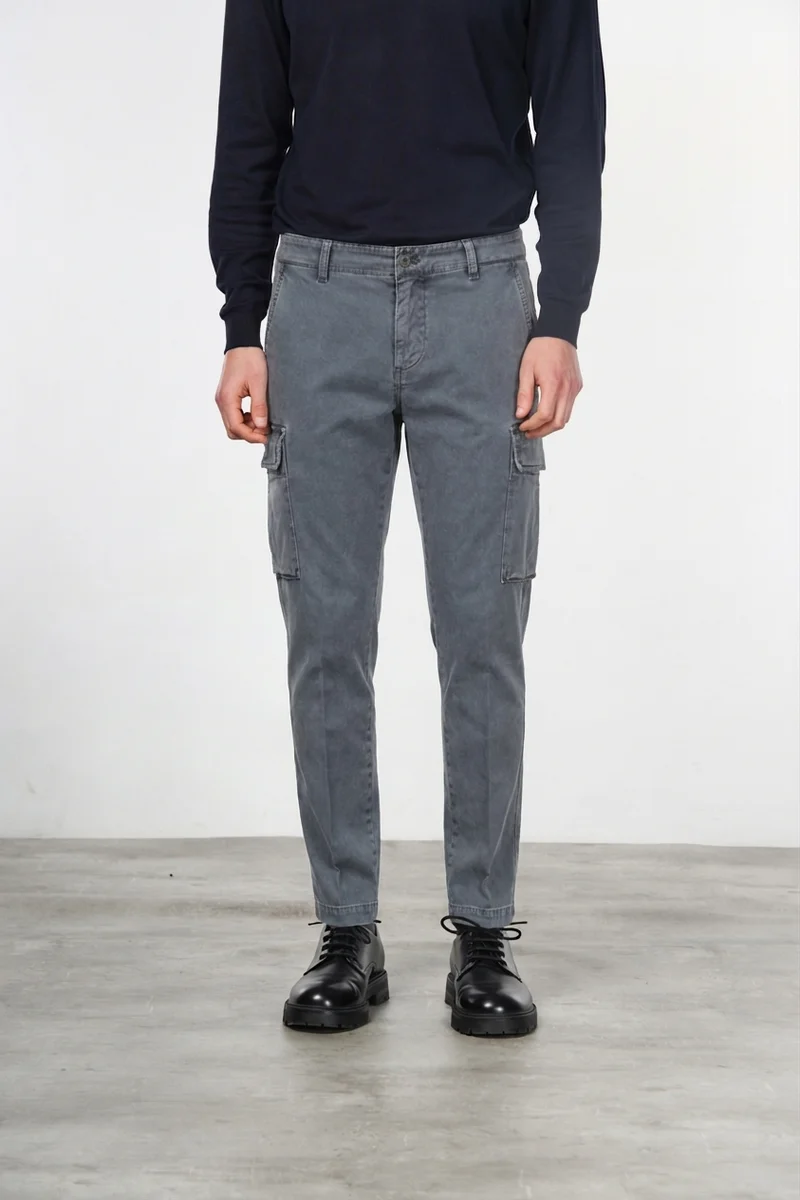 Chile pantalon cargo homme en gabardine stretch extra slim fit ①