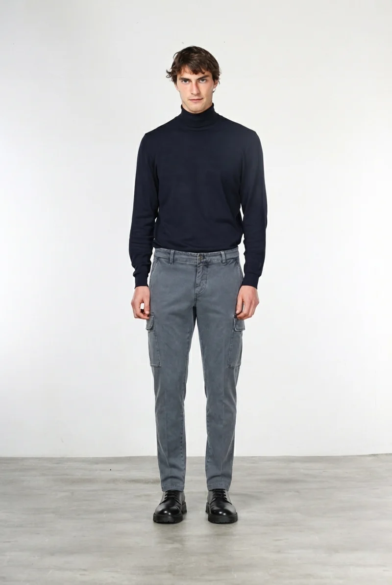 Chile pantalon cargo homme en gabardine stretch extra slim fit ①