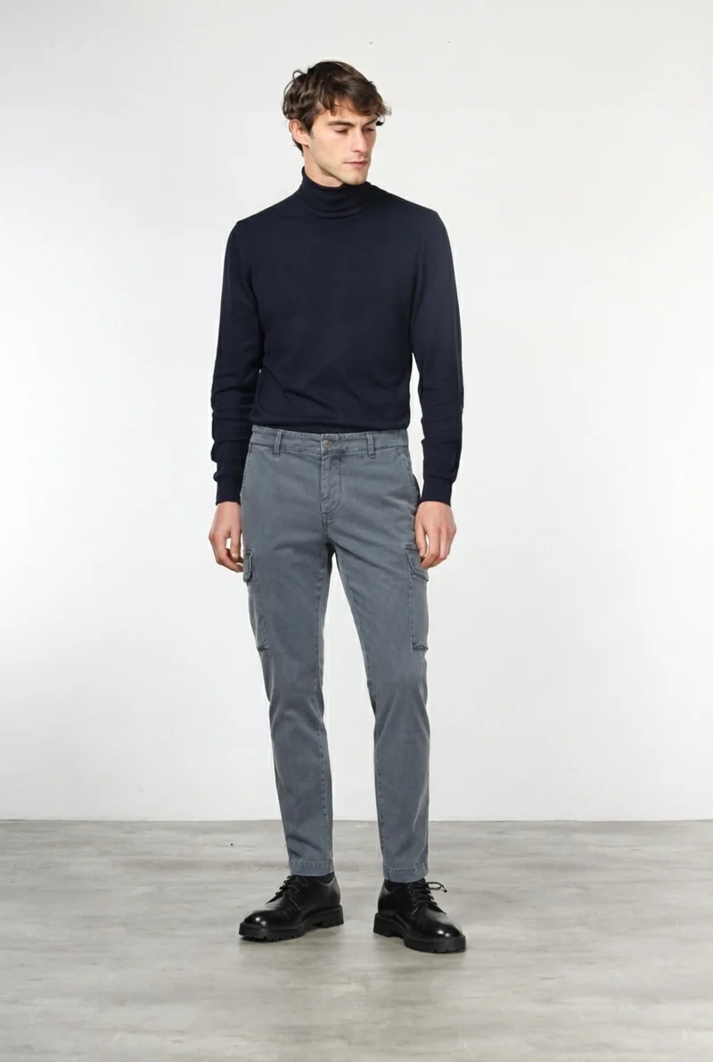 Chile pantalon cargo homme en gabardine stretch extra slim fit ①