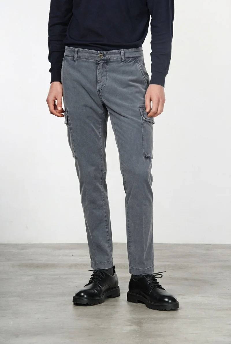 Chile pantalon cargo homme en gabardine stretch extra slim fit ①