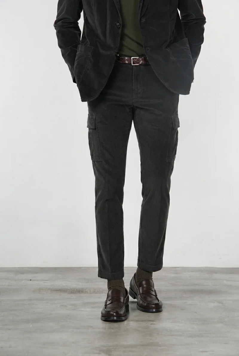 Chile pantalon cargo homme en velours 500 raies avec extra slim fit ①