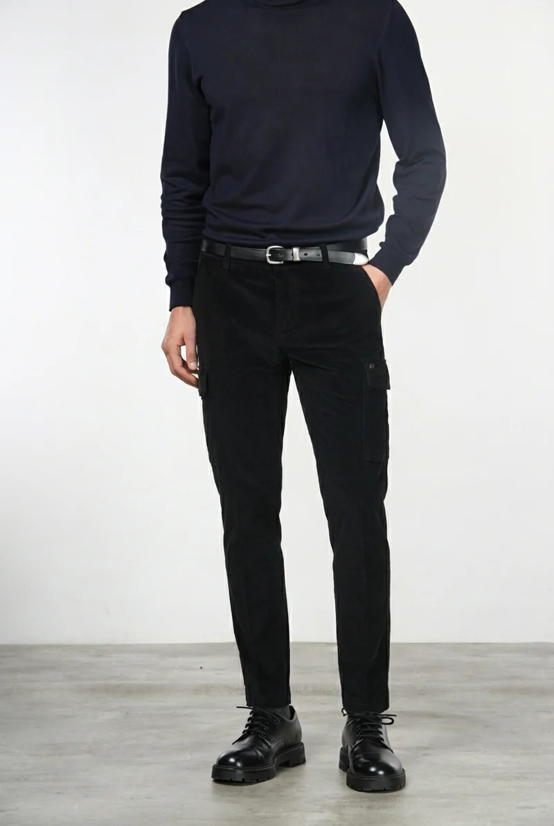 Chile 1 Pinces pantalon cargo homme en velours 500 raies avec extra slim fit ①