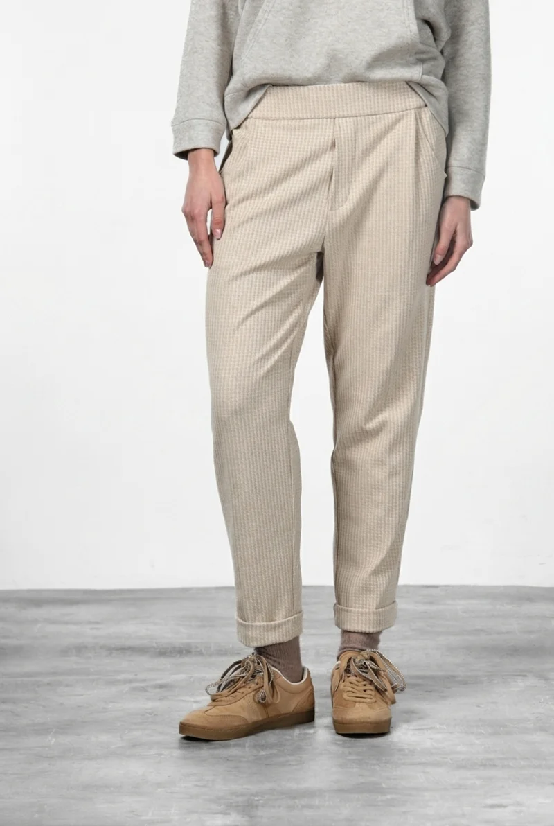 Pantalon chino femme Easy Jogger en jersey à micro-motif, relaxed fit