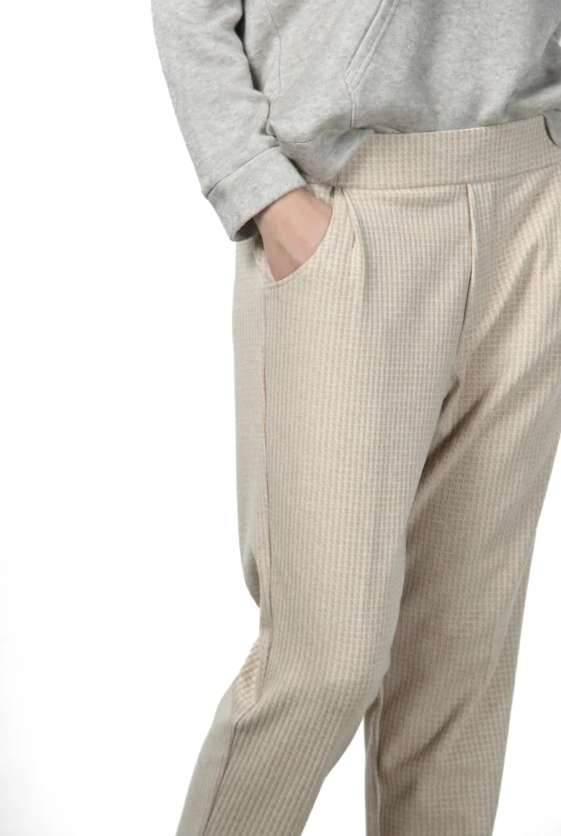 Pantalon chino femme Easy Jogger en jersey à micro-motif, relaxed fit