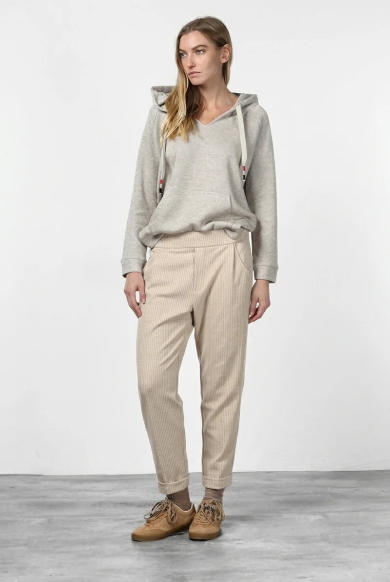 Pantalon chino femme Easy Jogger en jersey à micro-motif, relaxed fit