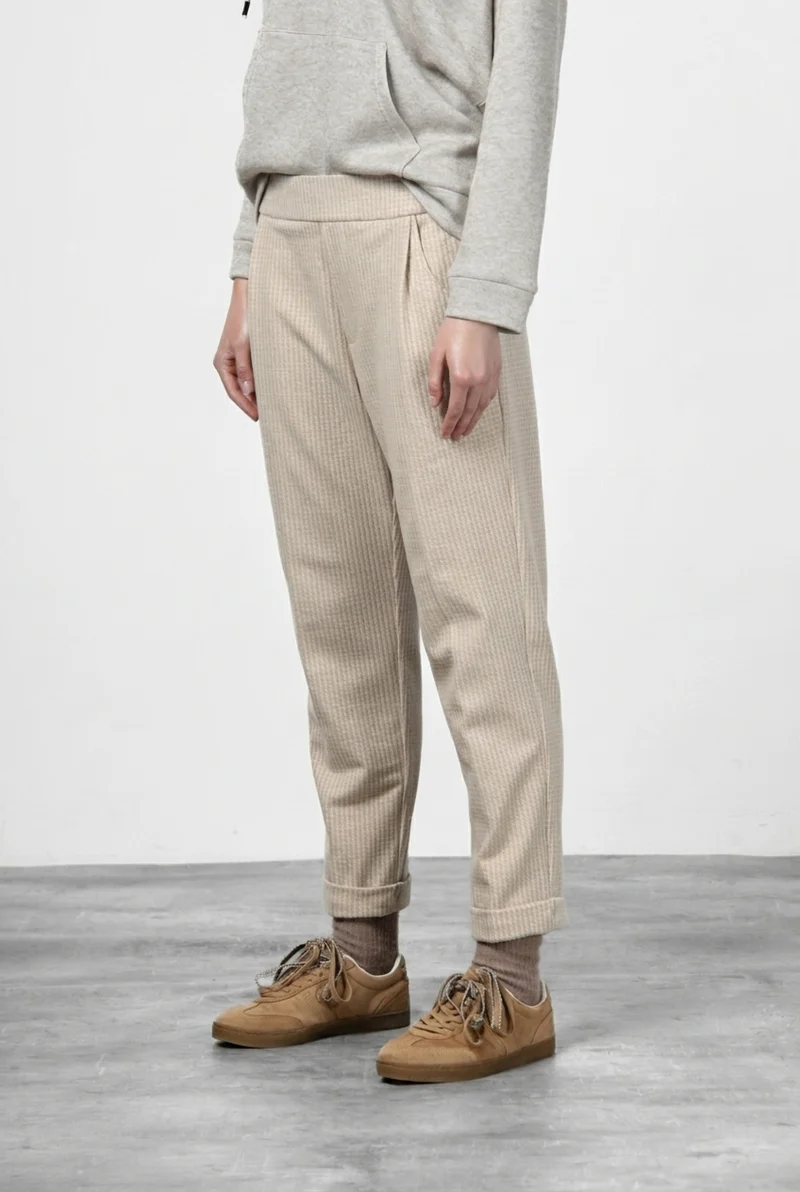 Pantalon chino femme Easy Jogger en jersey à micro-motif, relaxed fit
