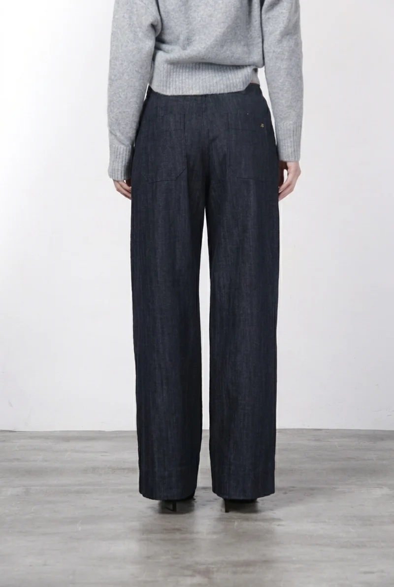 New York Wide pantalon chino 5 poches femme en denim stretch, wide leg