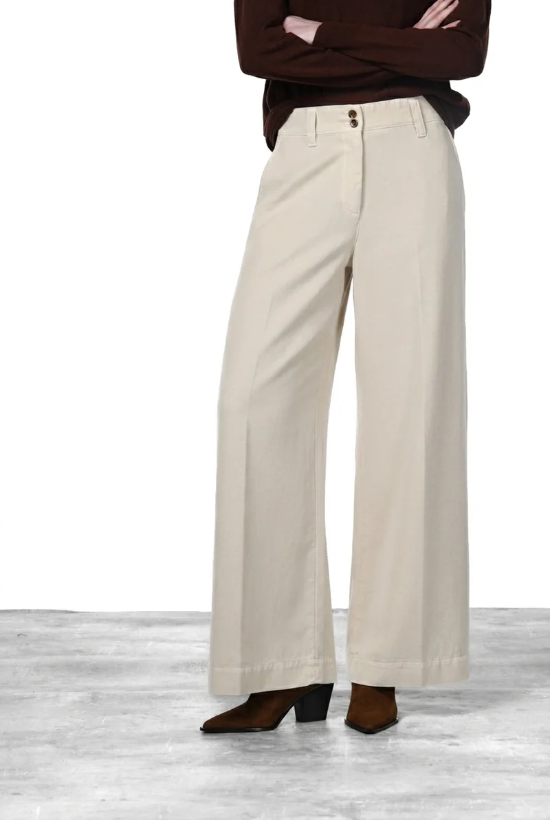 New York Wide Elax pantalon chino femme en gabardine, wide leg