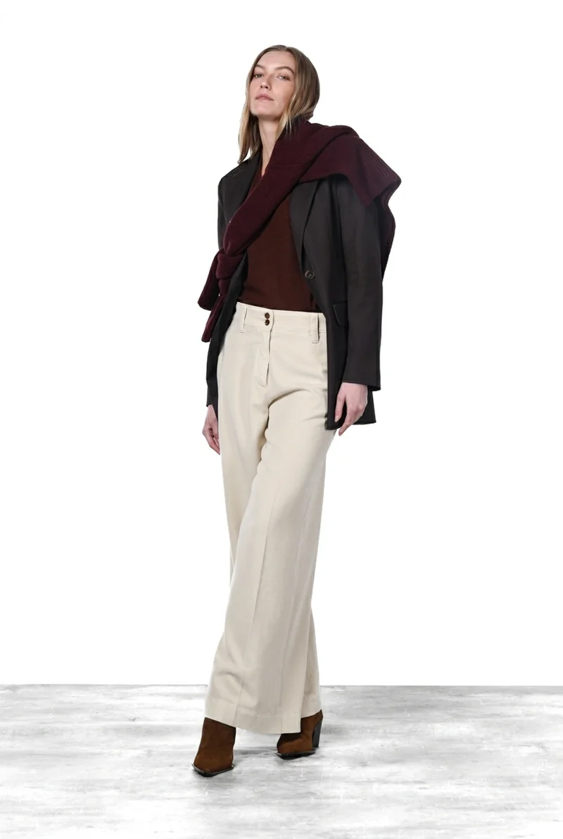 New York Wide Elax pantalon chino femme en gabardine, wide leg
