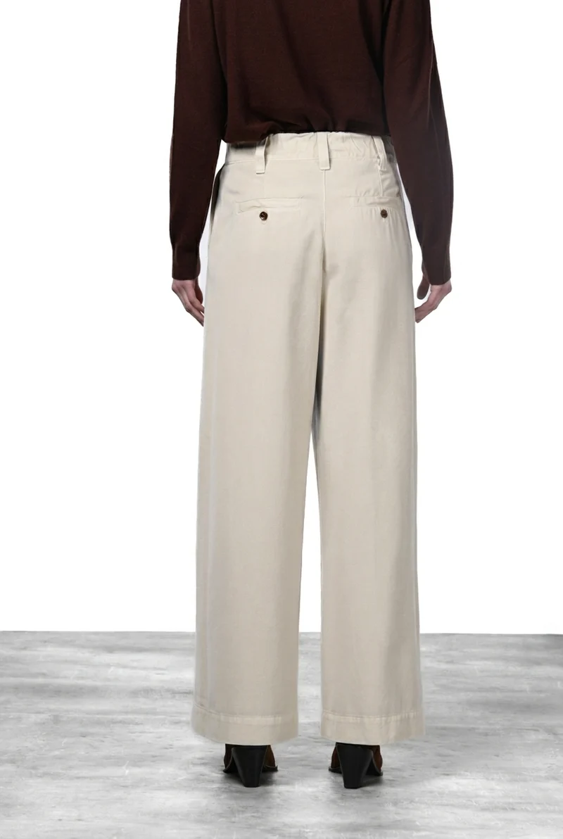 New York Wide Elax pantalon chino femme en gabardine, wide leg