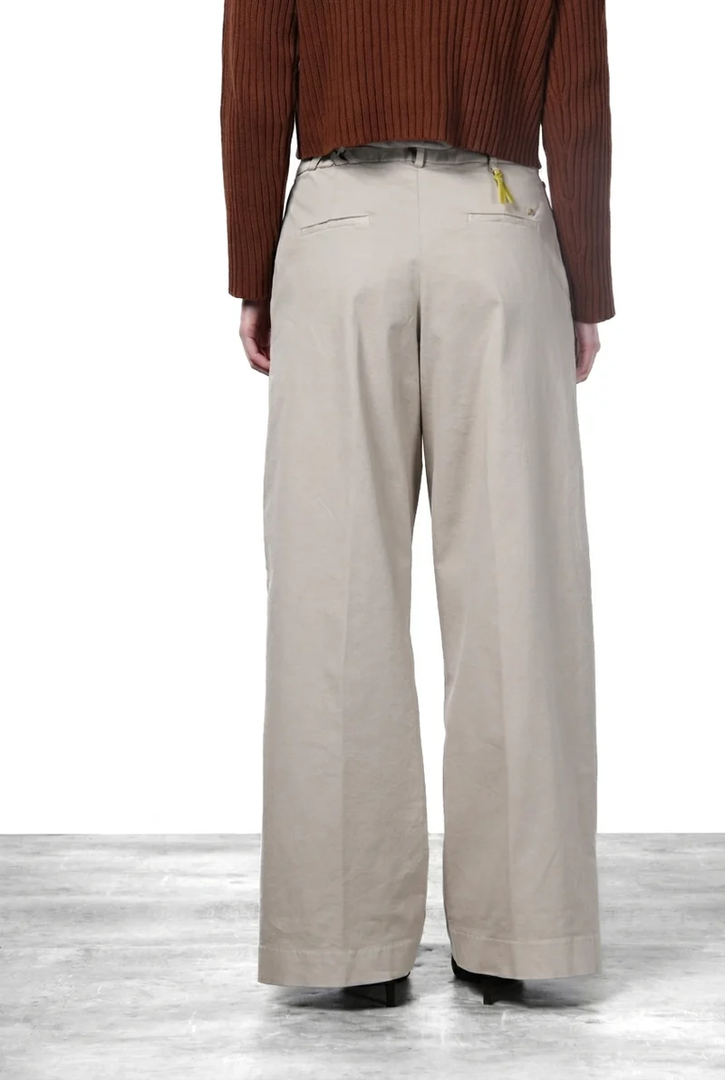 New York Wide pantalon chino femme en satin, wide leg