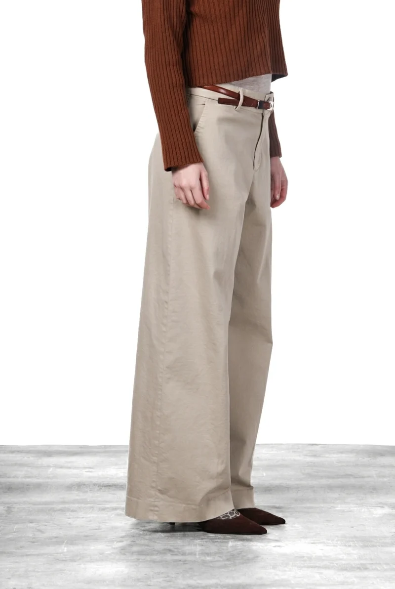 New York Wide pantalon chino femme en satin, wide leg