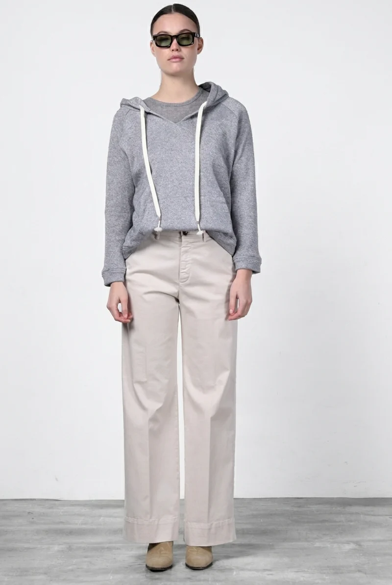 New York Studio pantalon chino femme en satin, straight fit