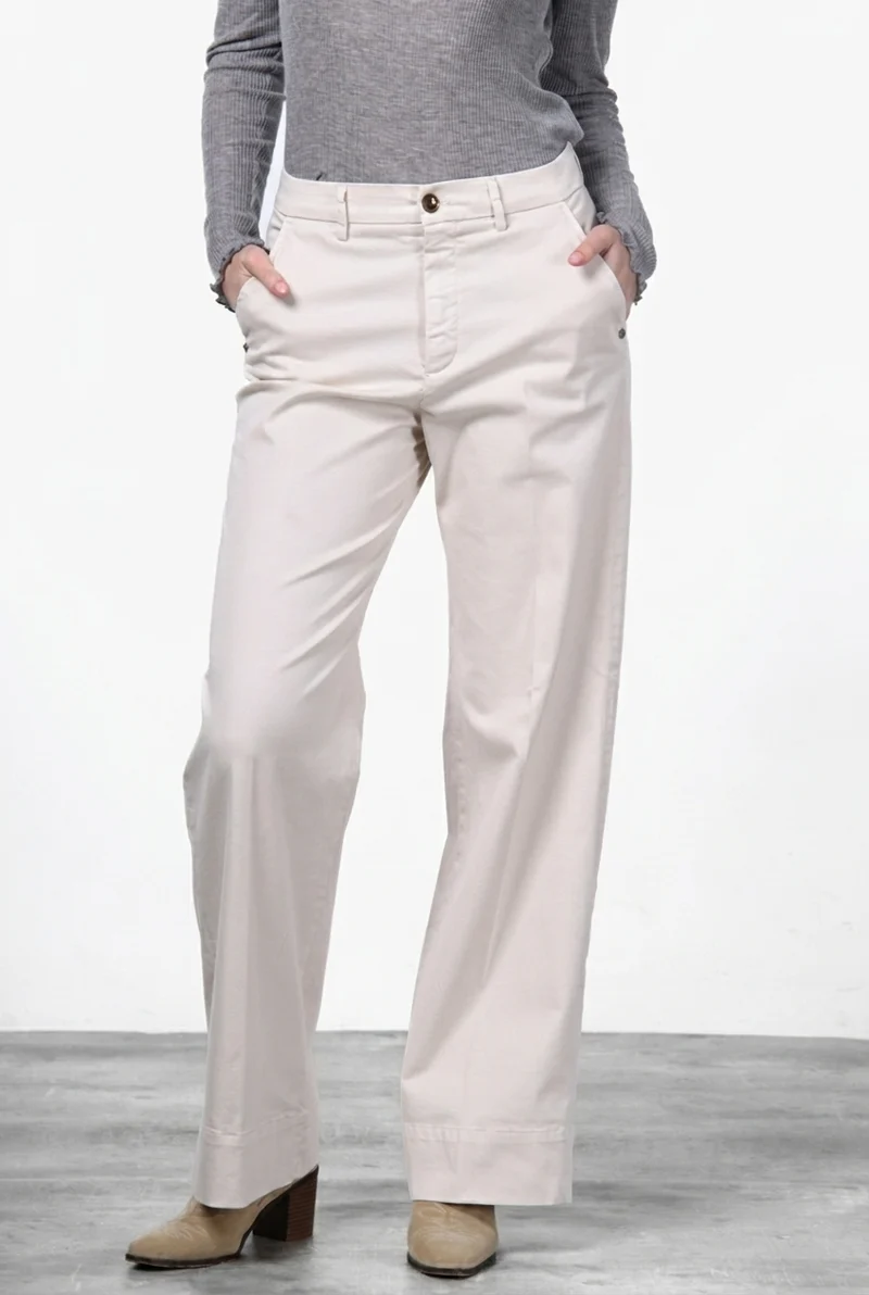 New York Studio pantalon chino femme en satin, straight fit