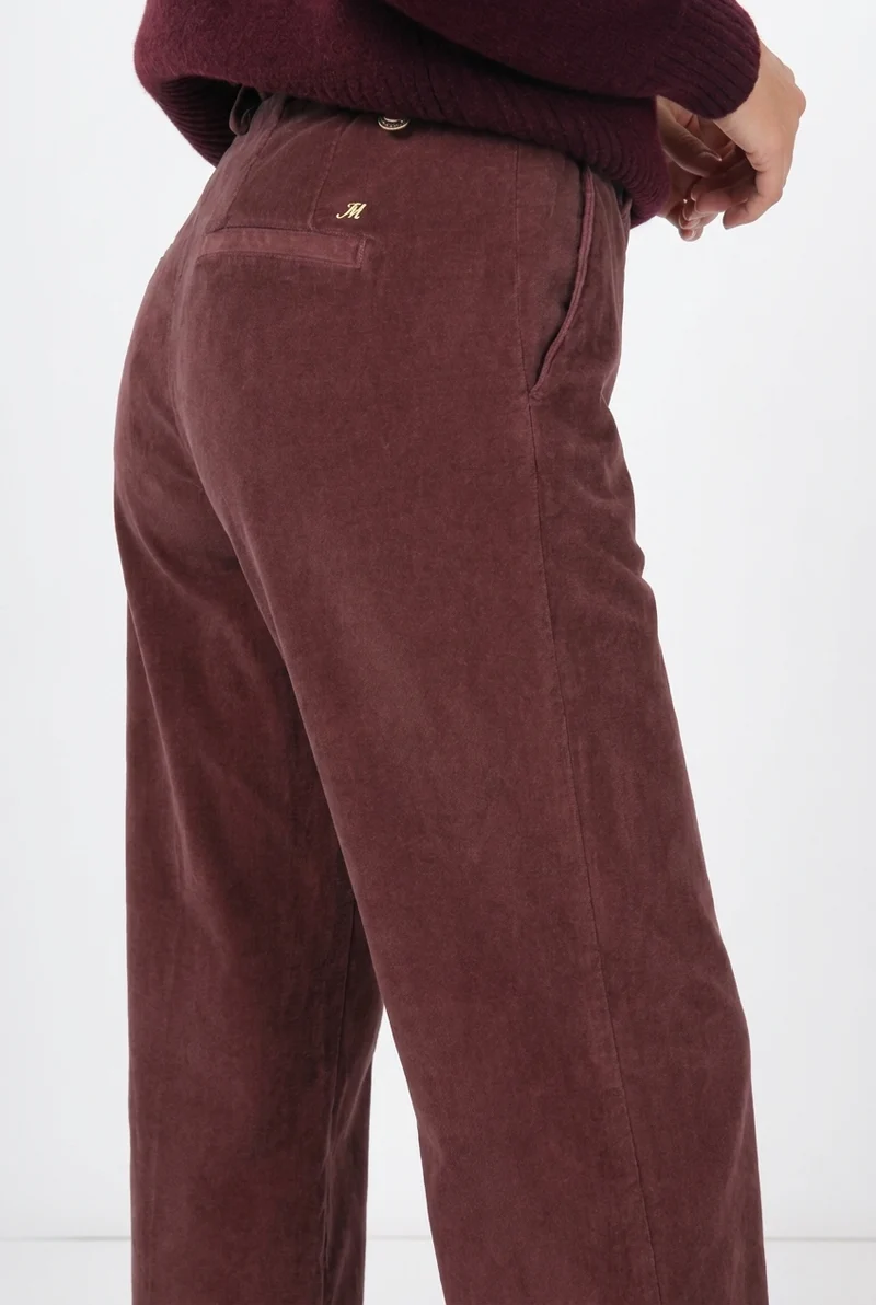 New York Studio pantalon chino femme en velours lisse, straight fit