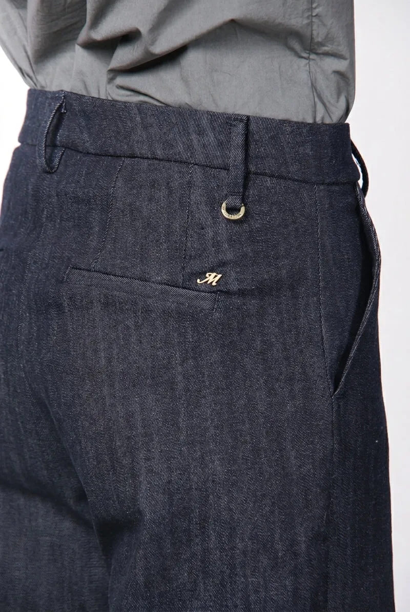 New York Studio pantalon chino femme en denim stretch, straight fit ①