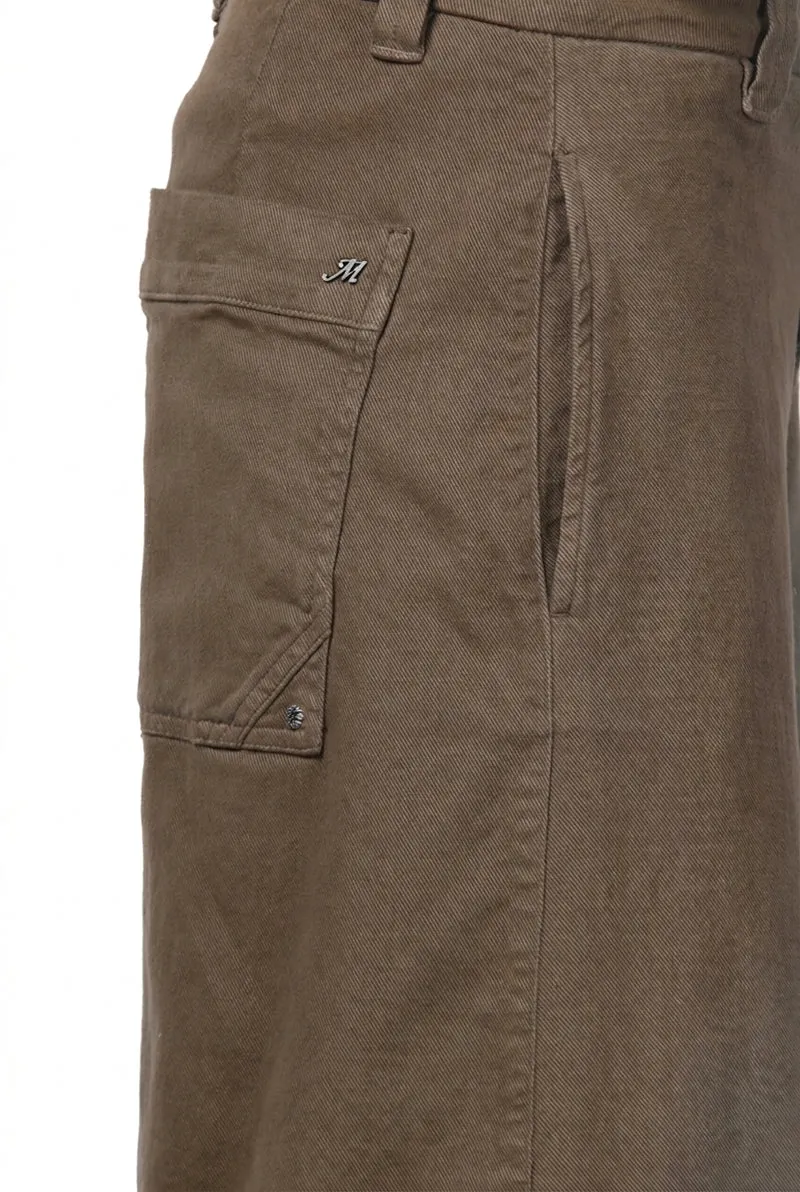 New York Palazzo pantalon chino femme en gabardine, wide leg