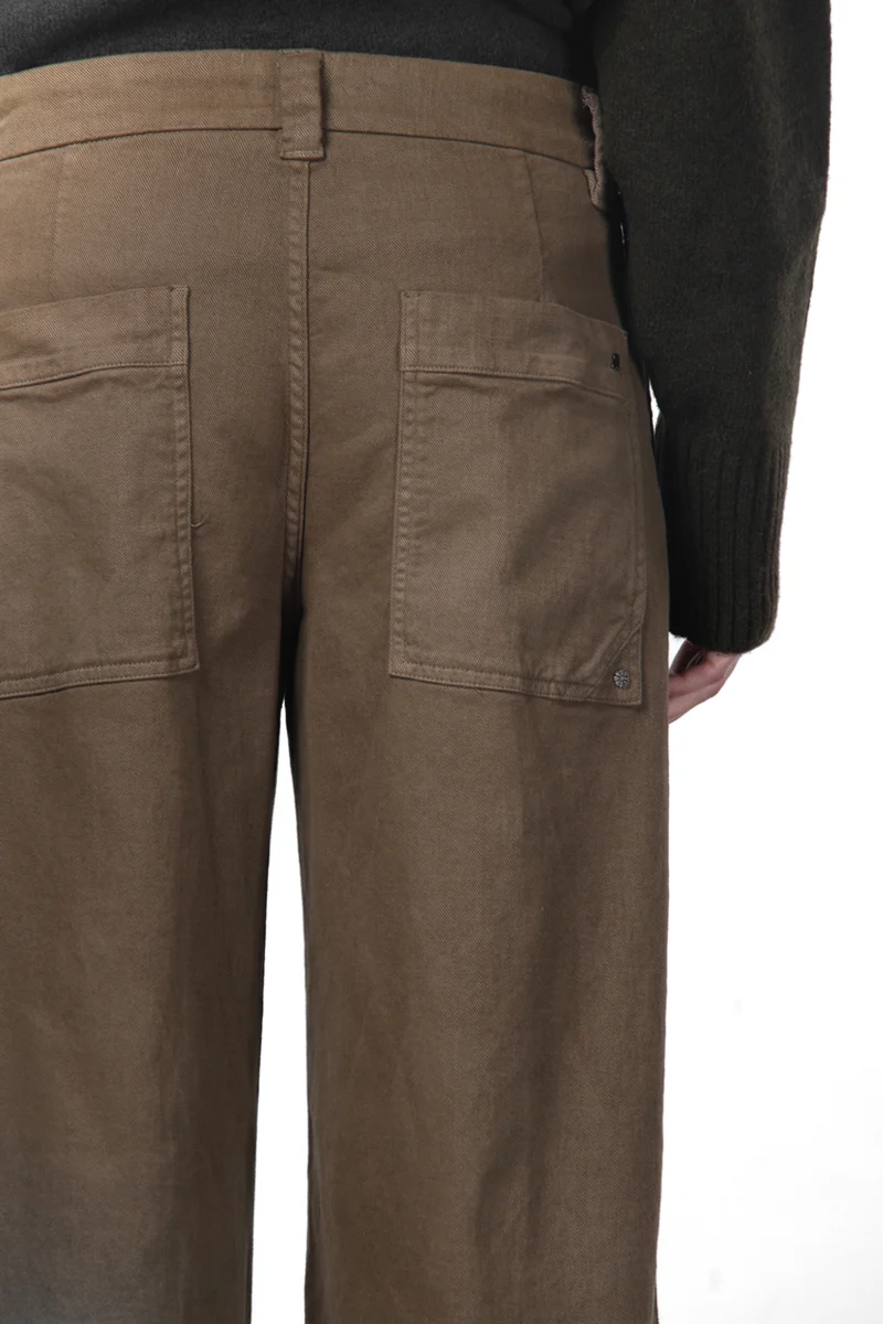 New York Palazzo pantalon chino femme en gabardine, wide leg