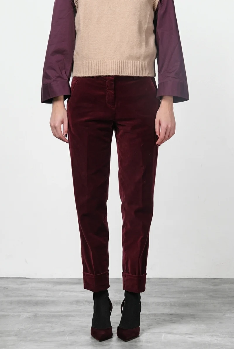 New York Carrot pantalon chino femme en velours lisse, carrot fit ①