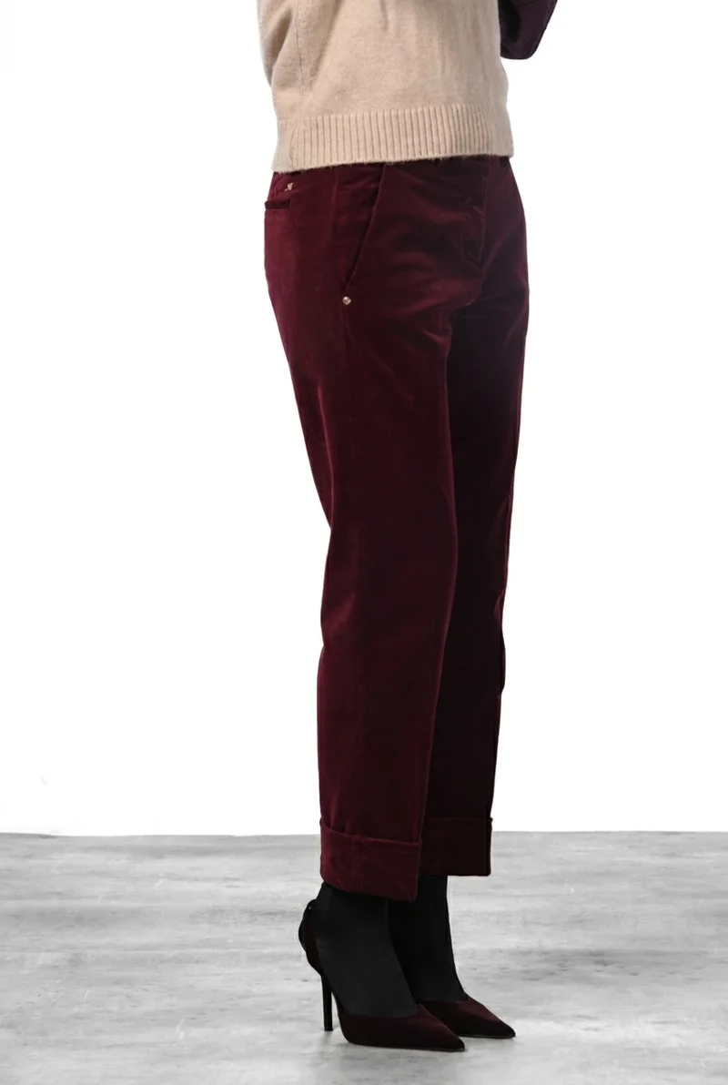 New York Carrot pantalon chino femme en velours lisse, carrot fit ①