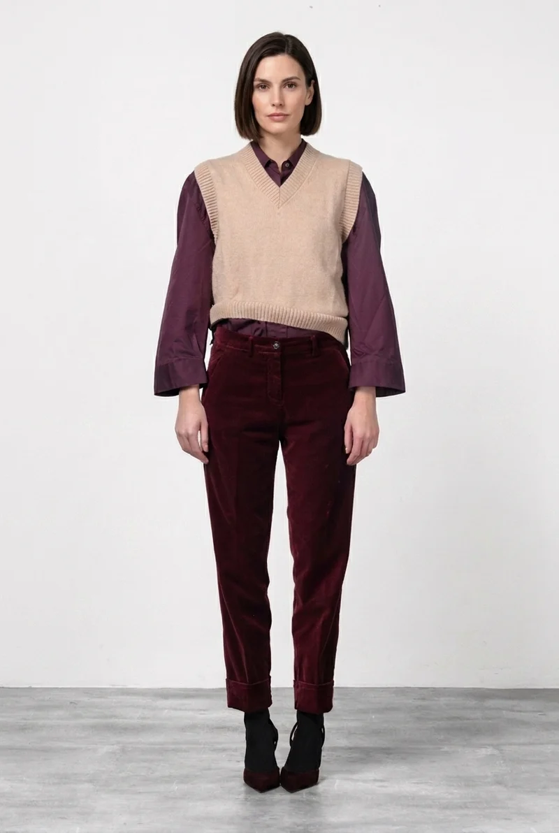 New York Carrot pantalon chino femme en velours lisse, carrot fit ①