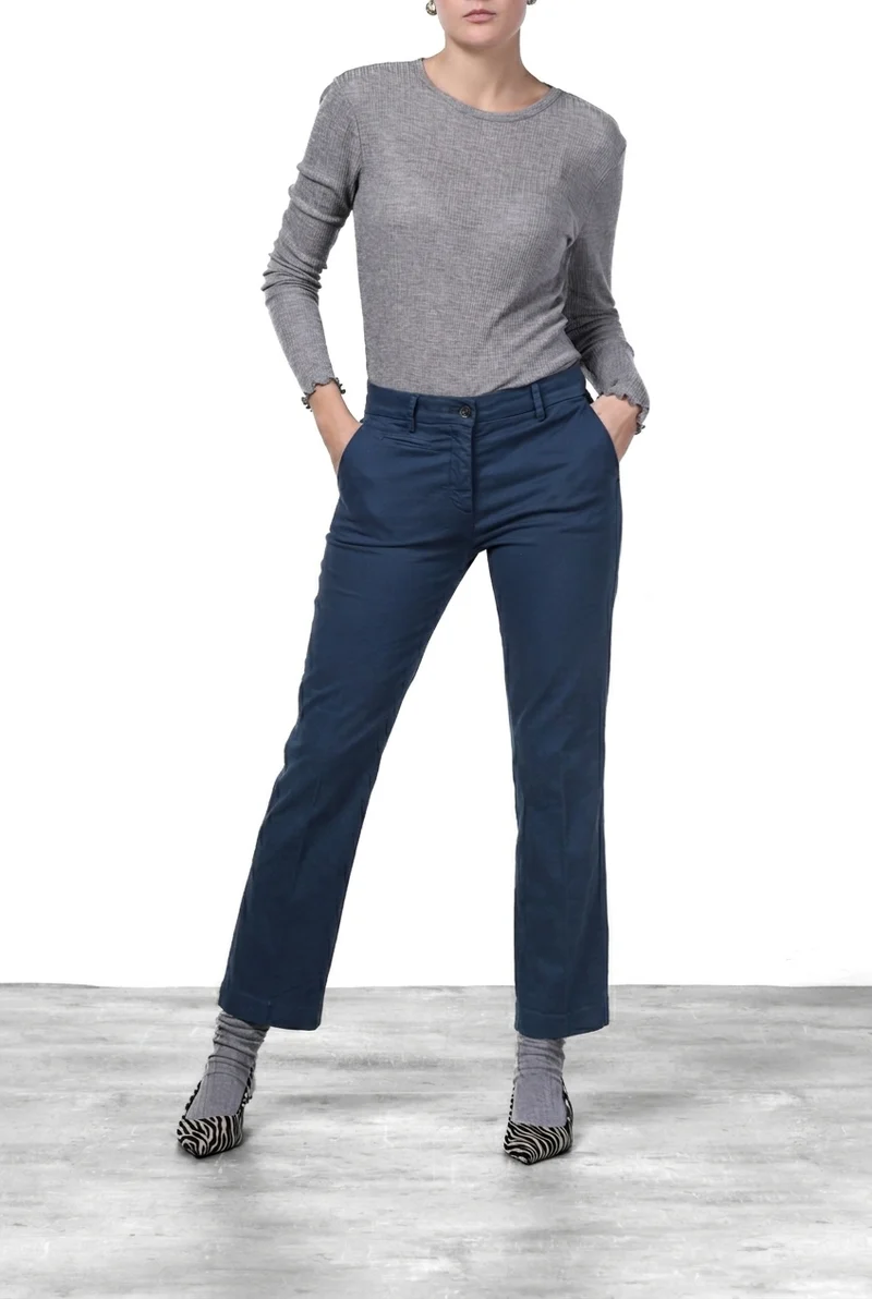 New York Trumpet pantalon chino femme en gabardine, coupe slim ①