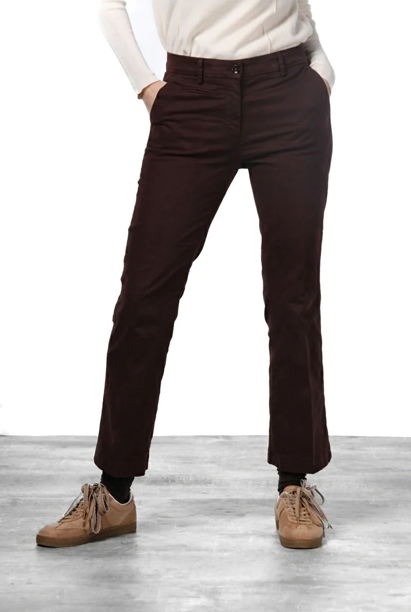 New York Trumpet pantalon chino femme en gabardine, coupe slim ①