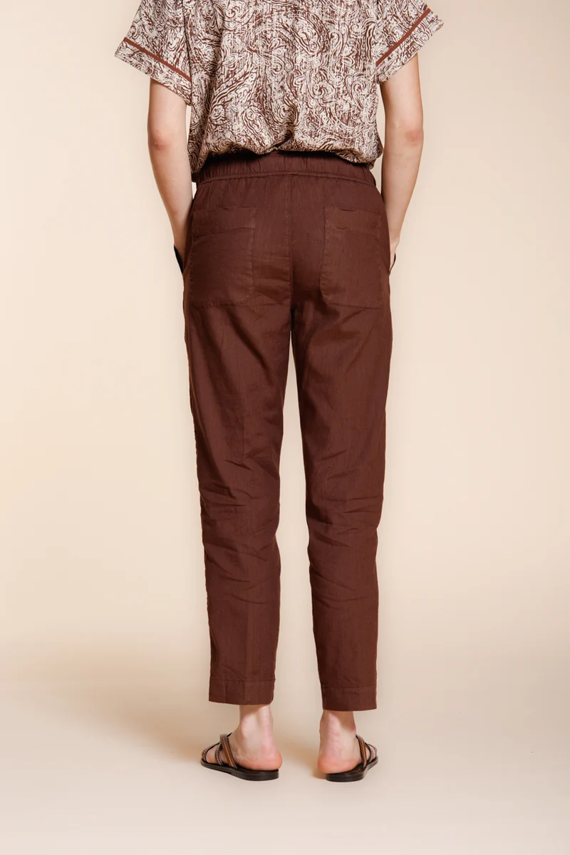 Jogger City pantalon chino femme en toile de lin et coton légère relaxed fit