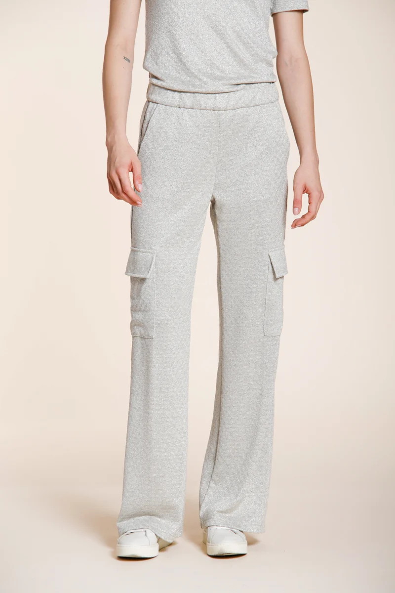 Easy Straight pantalon cargo jogger femme en tricot lurex straight fit