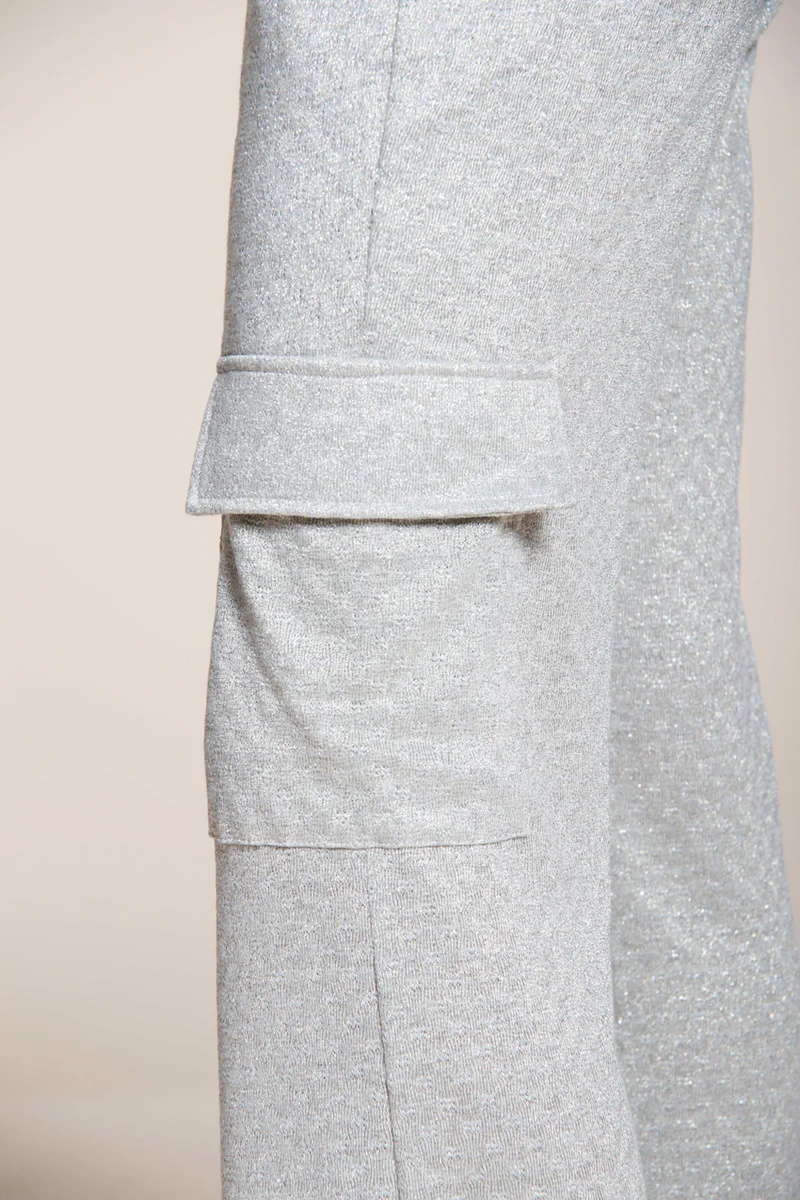 Easy Straight pantalon cargo jogger femme en tricot lurex straight fit