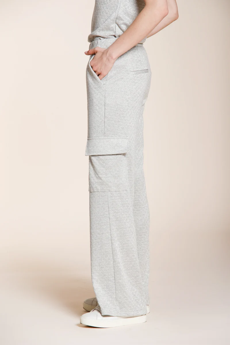 Easy Straight pantalon cargo jogger femme en tricot lurex straight fit