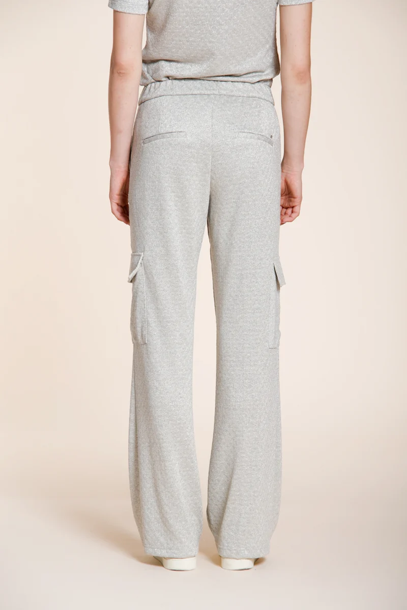 Easy Straight pantalon cargo jogger femme en tricot lurex straight fit