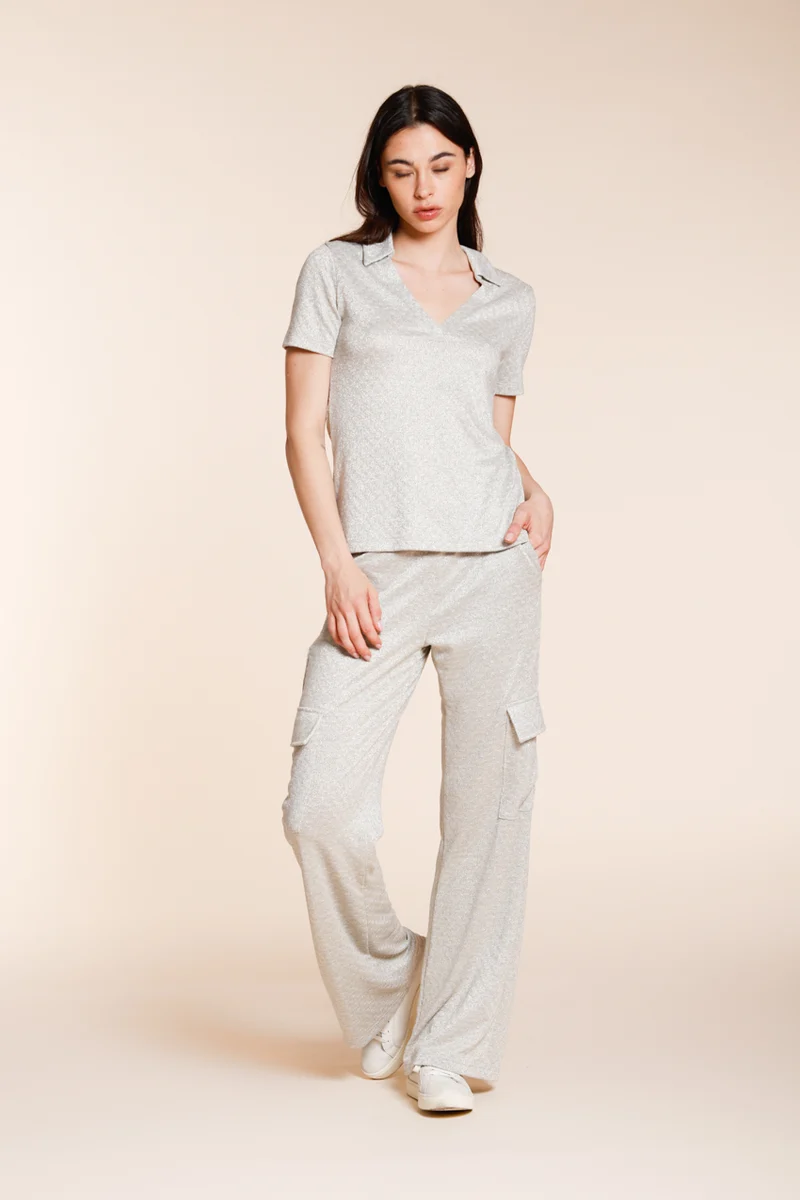 Easy Straight pantalon cargo jogger femme en tricot lurex straight fit