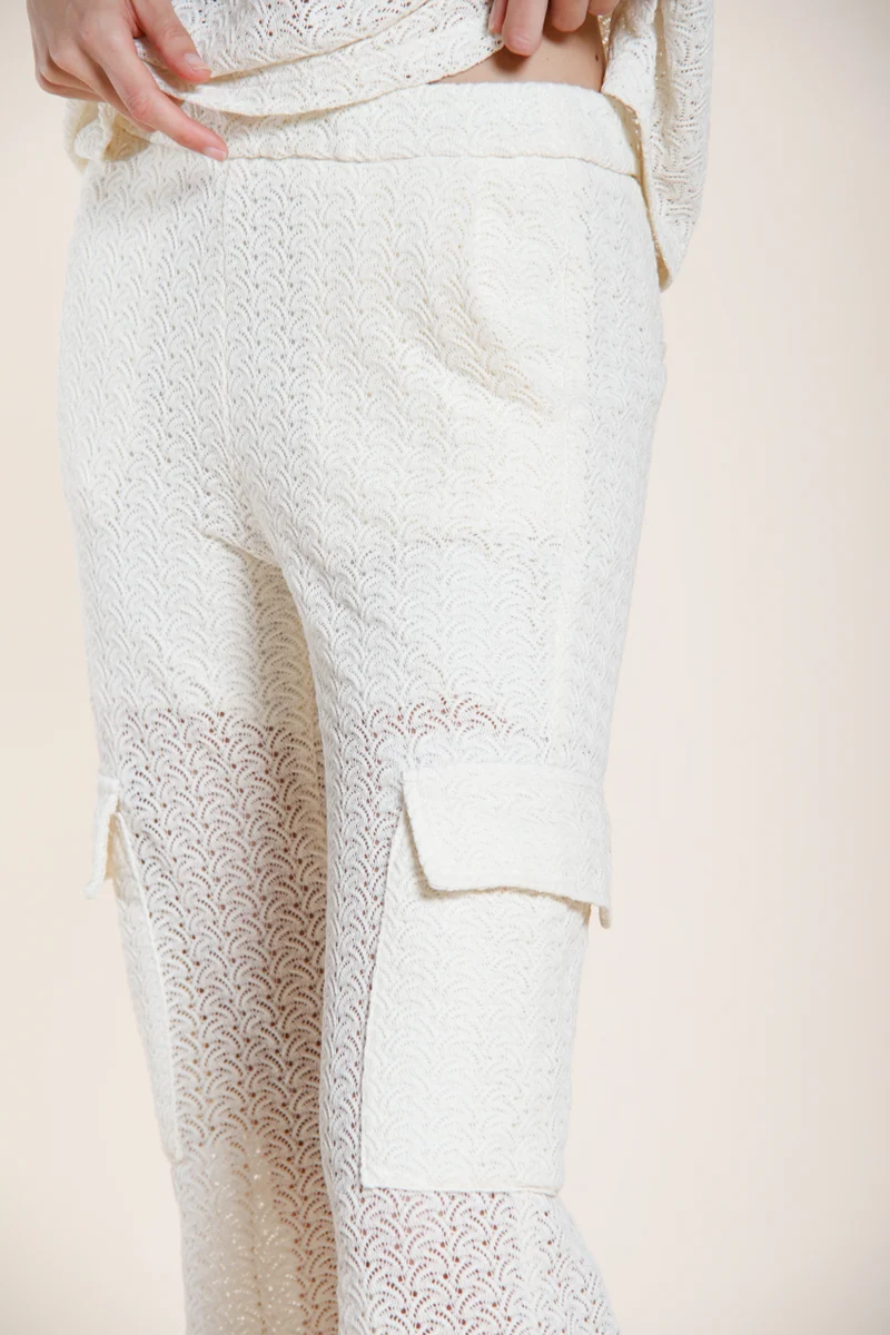 Easy Straight pantalon cargo jogger femme en maille crochet straight fit