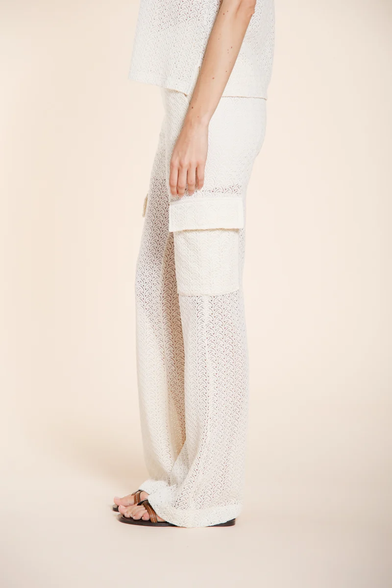 Easy Straight pantalon cargo jogger femme en maille crochet straight fit