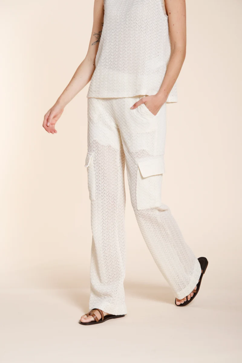 Easy Straight pantalon cargo jogger femme en maille crochet straight fit