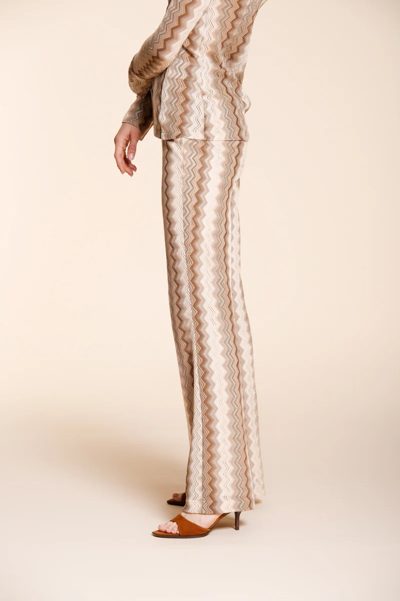 Easy Straight pantalon chino jogger femme en maille chevron lurex straight fit