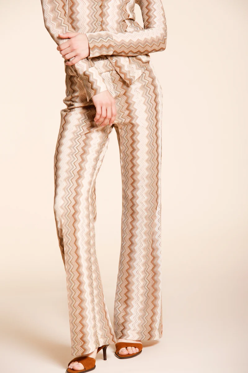 Easy Straight pantalon chino jogger femme en maille chevron lurex straight fit