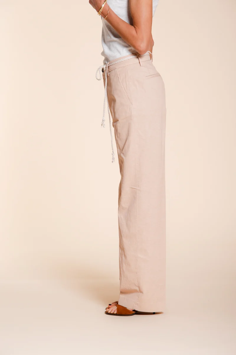 New York Straight pantalon chino femme en twill de coton et lin straight fit