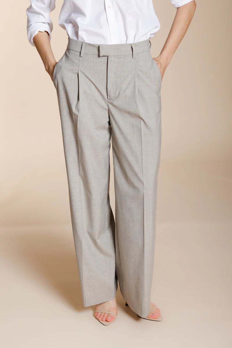 New York Wide Sartoriale pantalon chino femme en laine travel wide leg