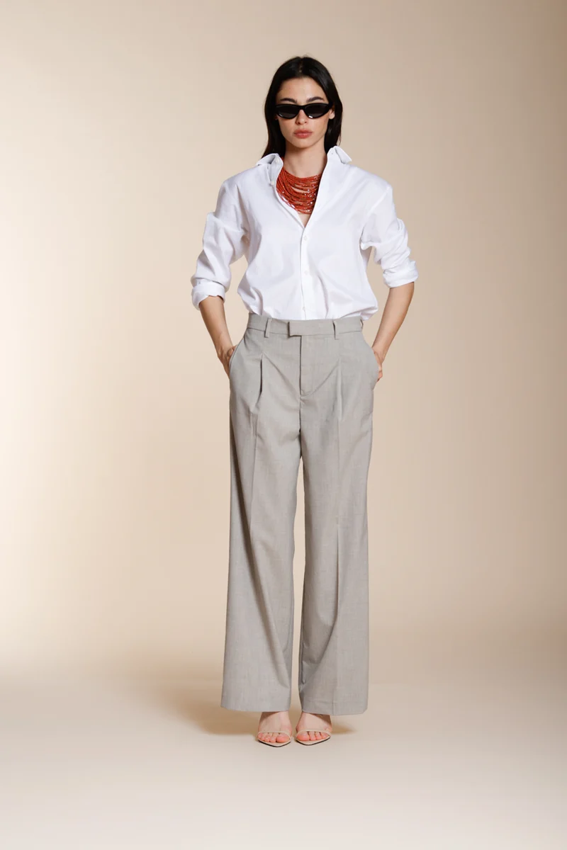 New York Wide Sartoriale pantalon chino femme en laine travel wide leg