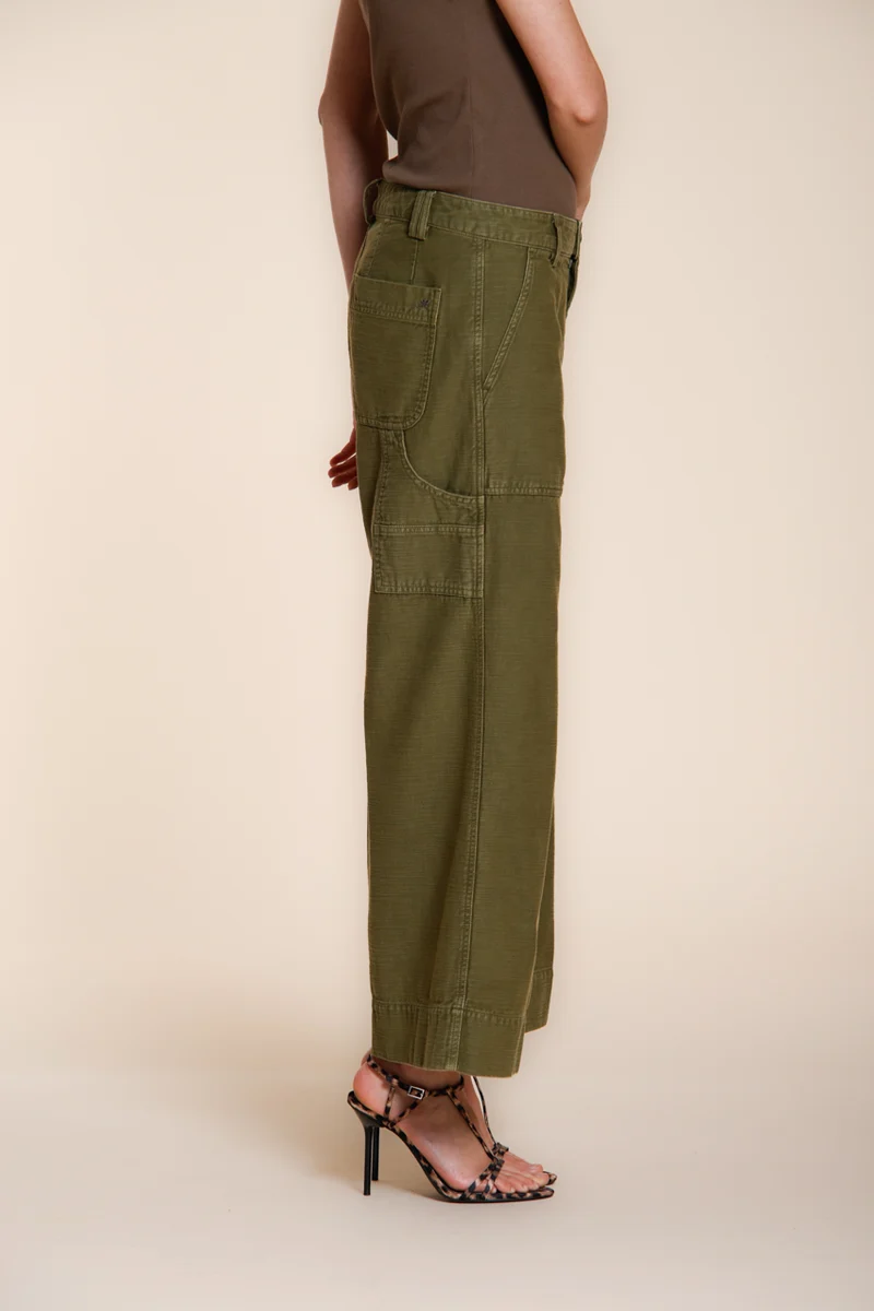 Dallas Wide pantalon cargo femme en coton flammé straight fit