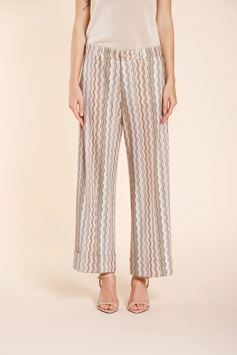 New York Studio Cropped City pantalon chino femme en jersey rayé straight fit
