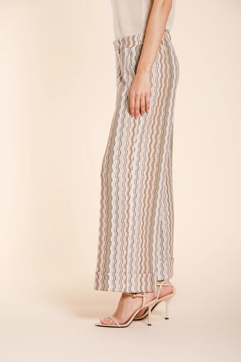 New York Studio Cropped City pantalon chino femme en jersey rayé straight fit