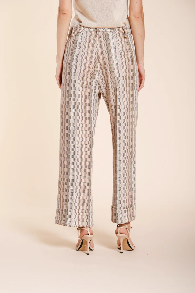 New York Studio Cropped City pantalon chino femme en jersey rayé straight fit